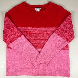 Cupcakes and Cashmere Women's Sweater Pink and Red Color Block Stripes Large